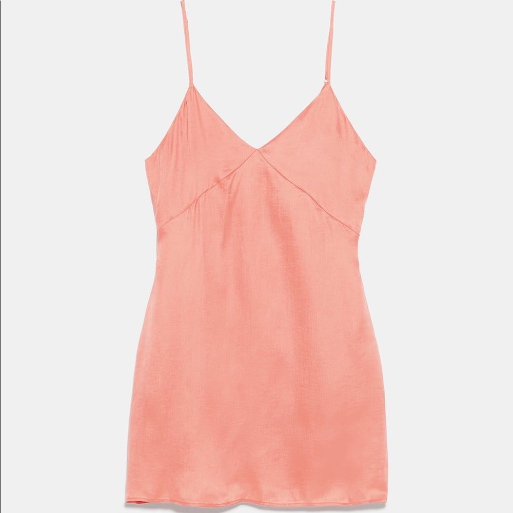 Zara Peach Cami Straight Mini Dress